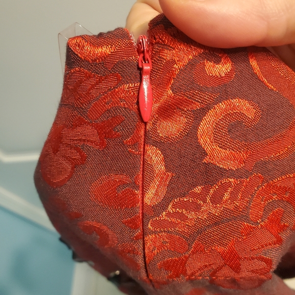 Red Vintage Ruffled Christmas Gotchic Victorian Long Fishtail Skirt Size 10 - Picture 13 of 13